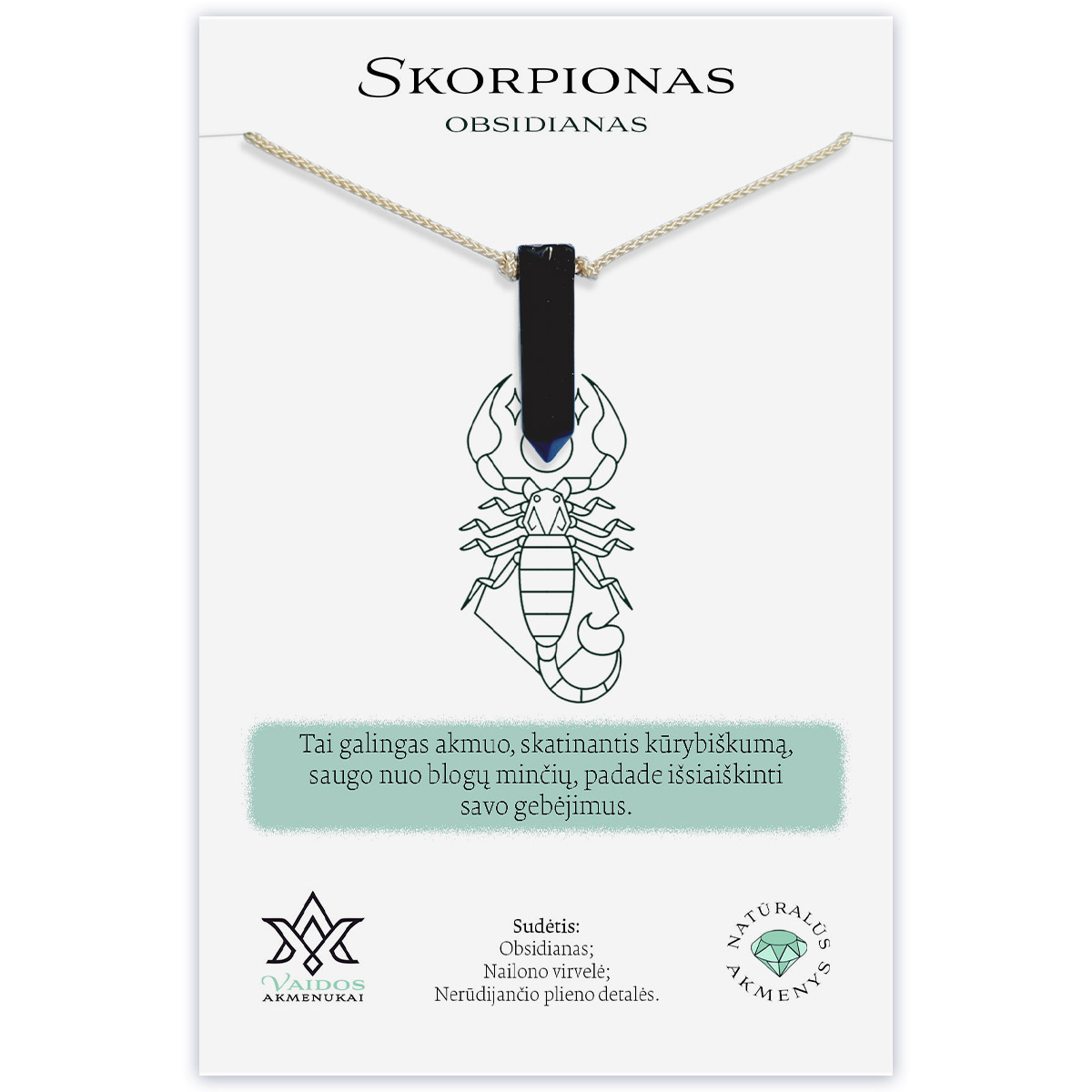 Obsidiano pakabukas Skorpionui