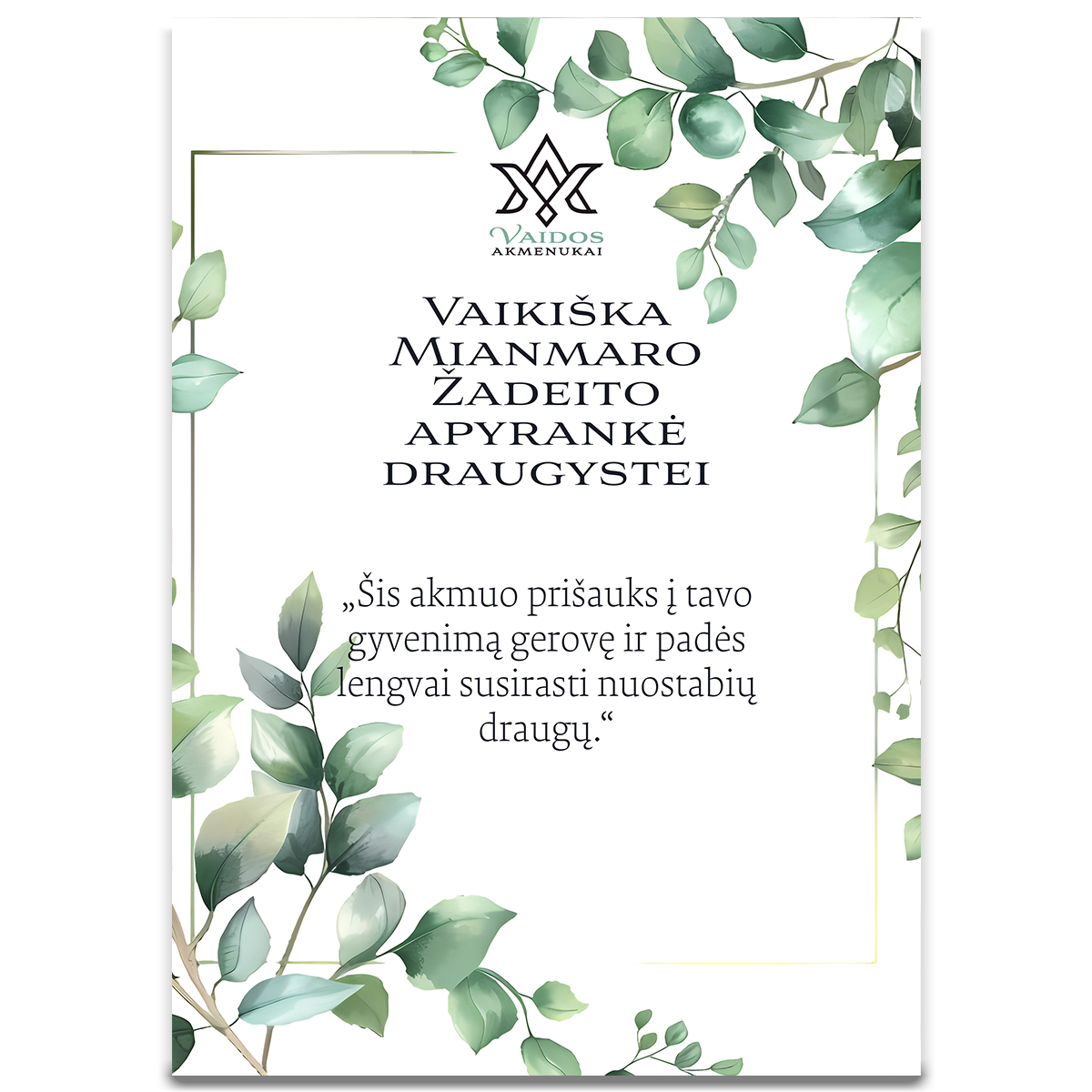 Vaikiška Mianmaro žadeito apyrankė